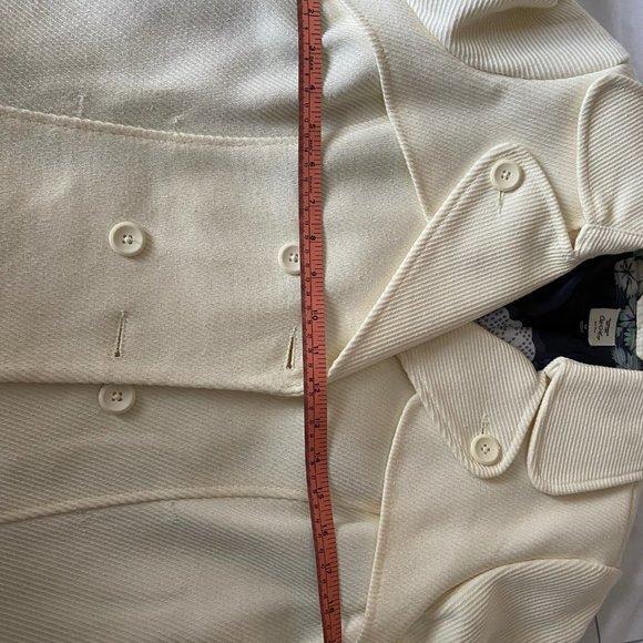 Cream Coloured Structured Jacket with Blue Floral Lining Size M EUC - Picture 8 of 16